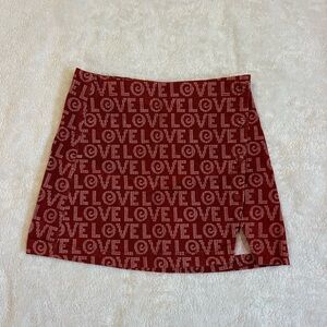 Urban Outfitters Red Love Pattern Mini Skirt